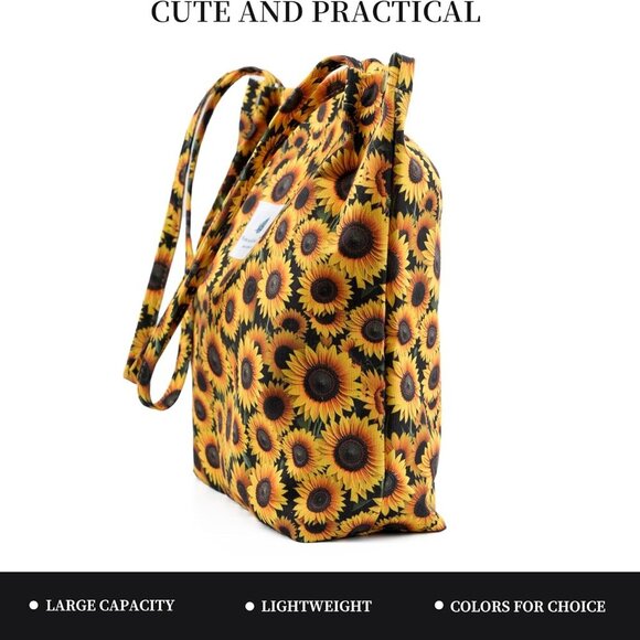 Cute Corduroy Tote Bag Canvas Shoulder Handbags for Women Travel Shopping - Picture 2 of 6